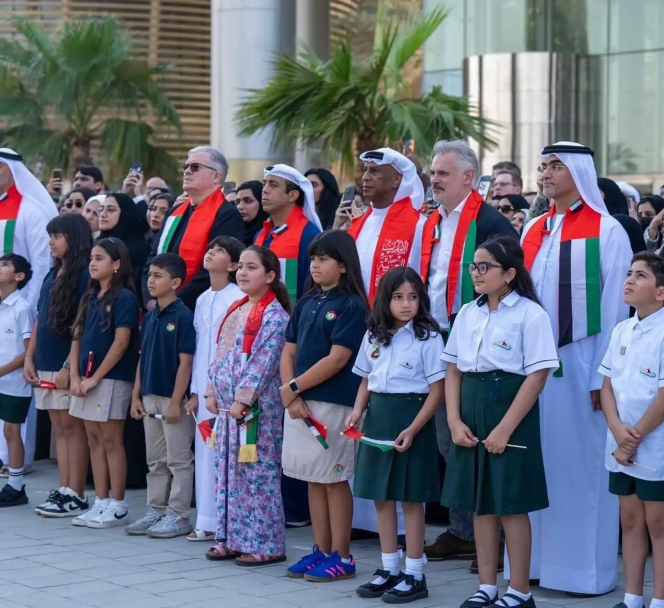 Students and teachersd participating in Emirati event