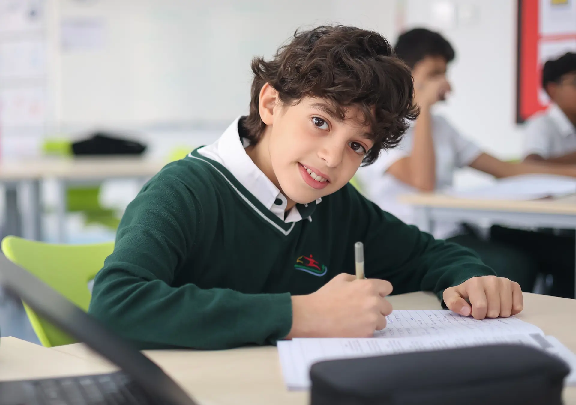 Student doing his classwork