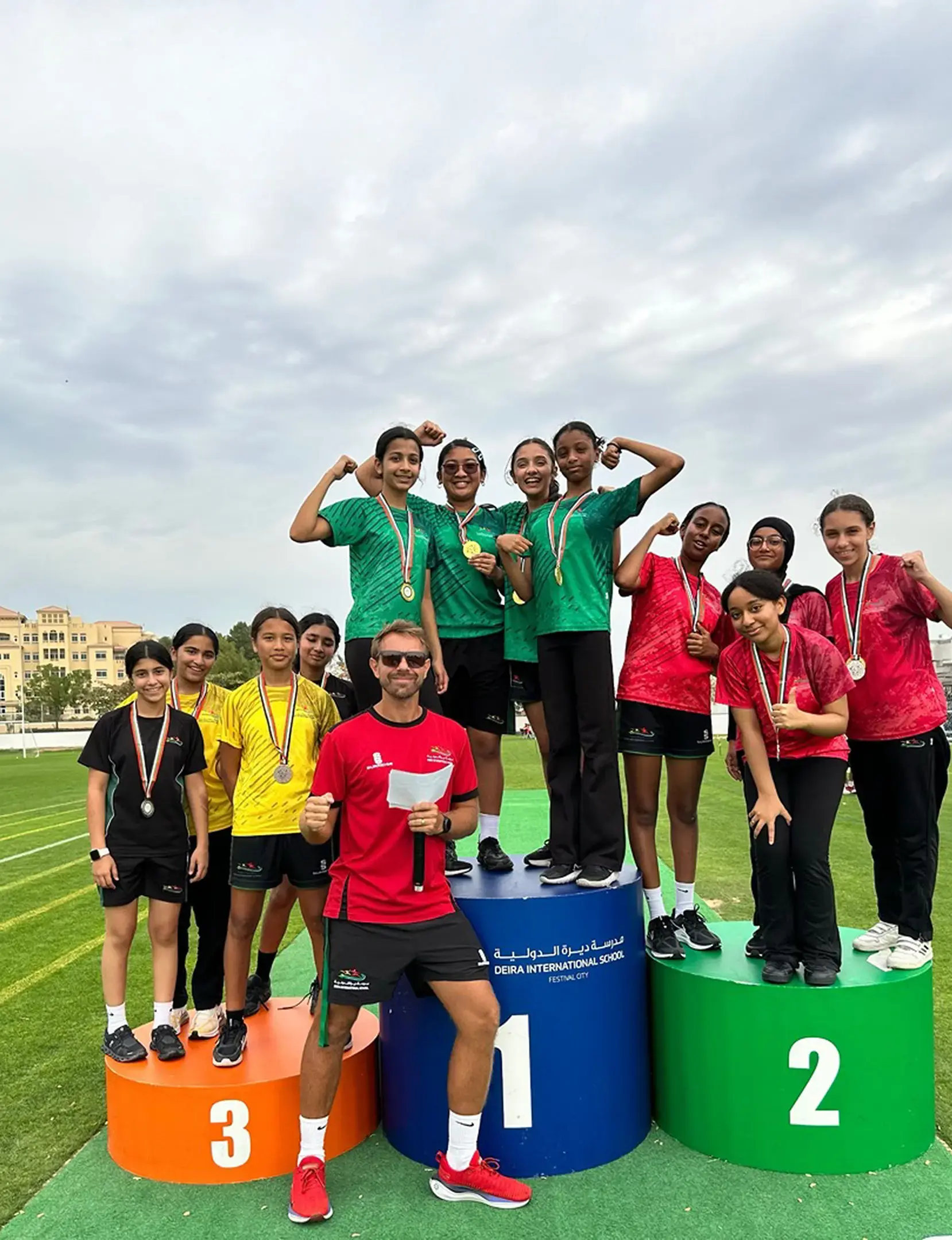 Students participating in sports competition