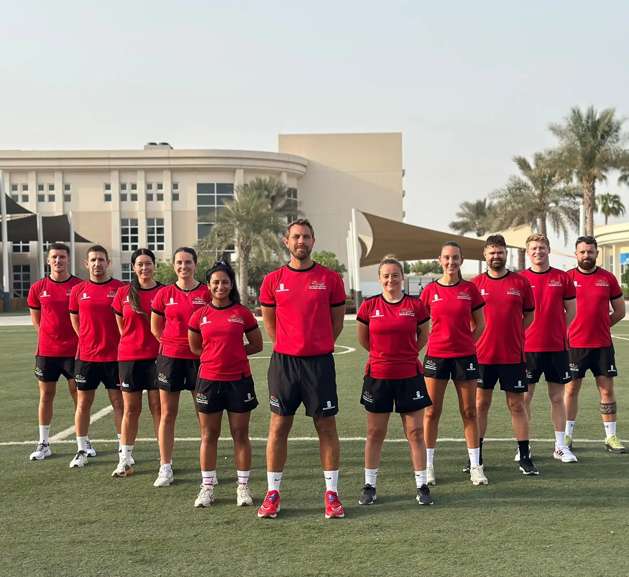 Sports team lined up
