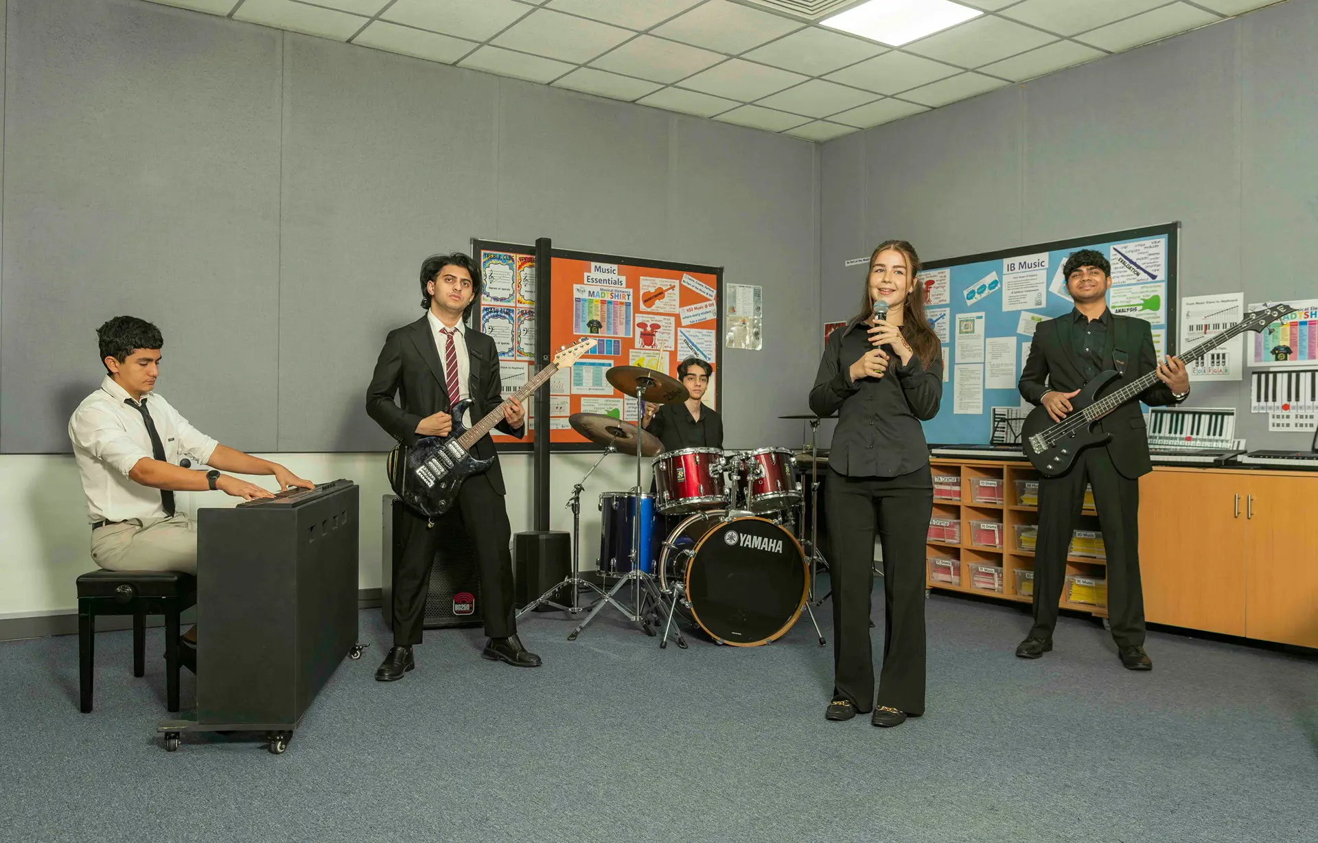 Students playing various instruments