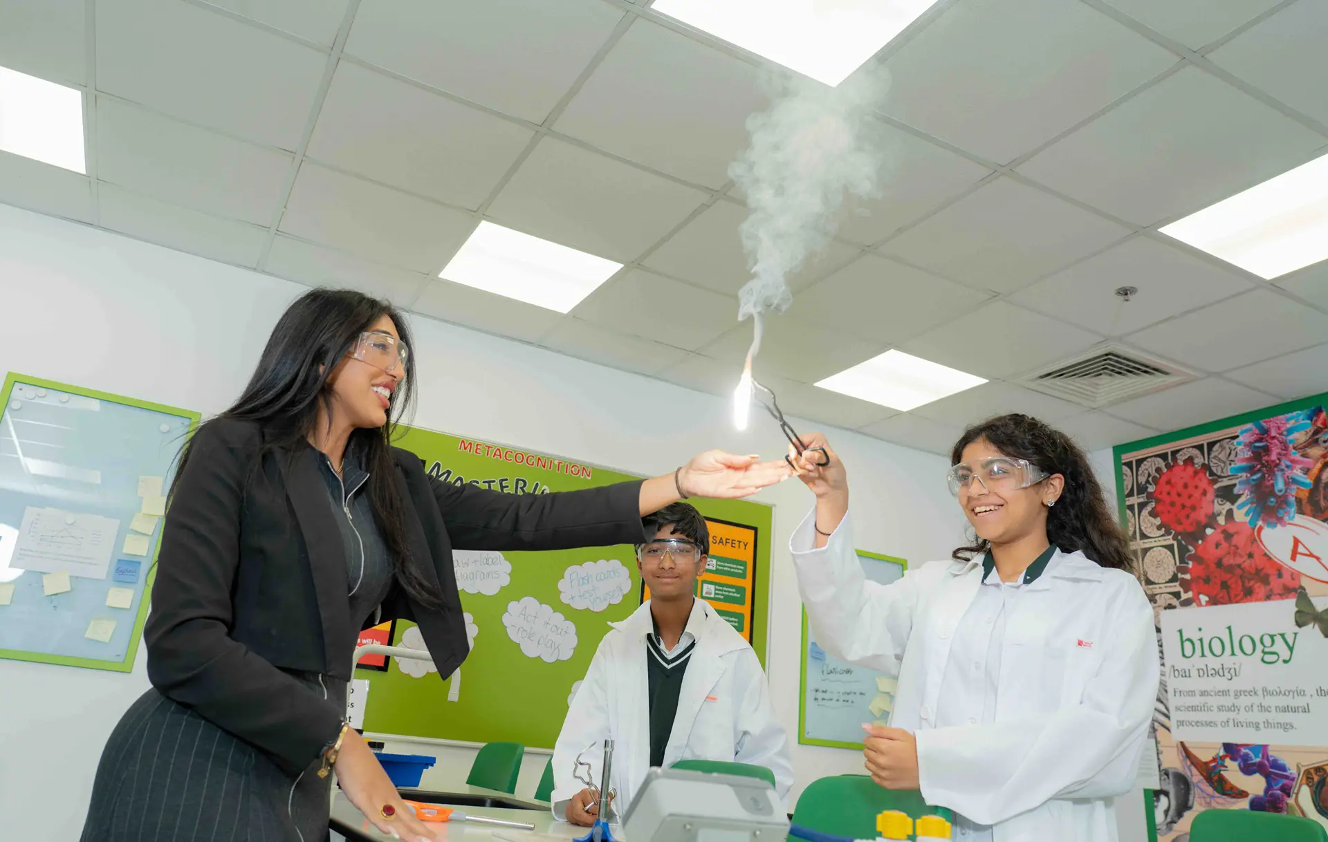 Students in science class